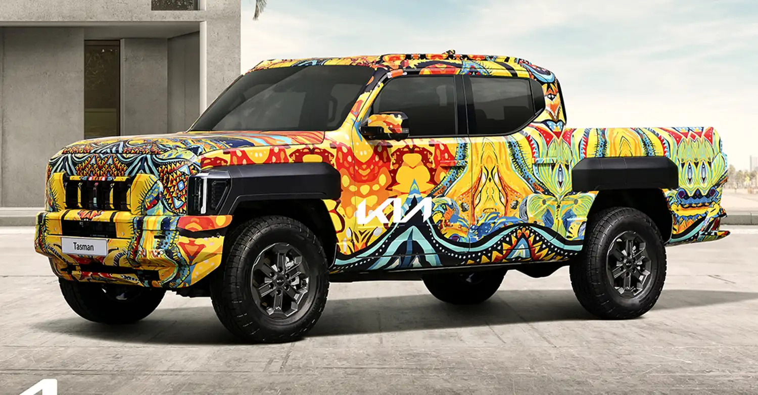 multicolor Kia Tasman pickup truck, Kia's first pickup truck