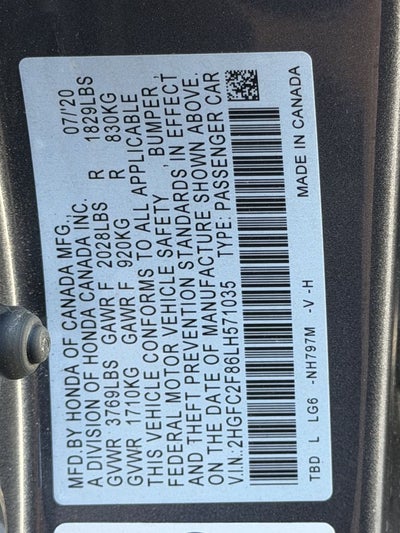 2020 Honda Civic Sedan Sport